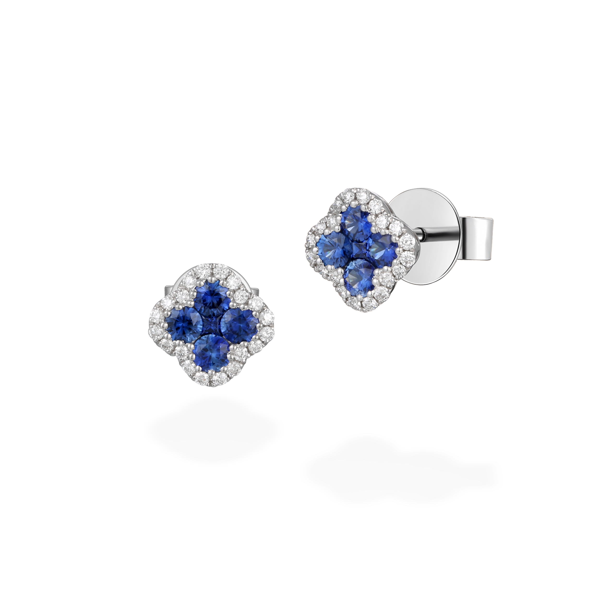 Clover blue sapphire earrings